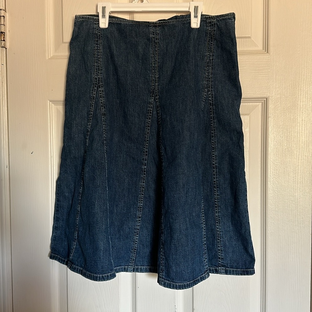 Jones New York Blue Midi A-Line Skirt